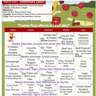  lunch Menu